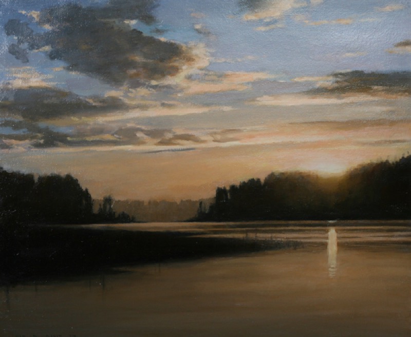 Sunrise on Lake Lanier — oil on canvas by Harold Davis